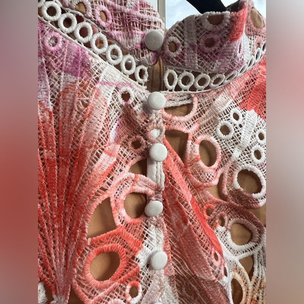 🆕 Dalia MacPhee Eyelet Embroidered Midi Dress Floral Ruffle Wedding Size Small - Picture 7 of 17